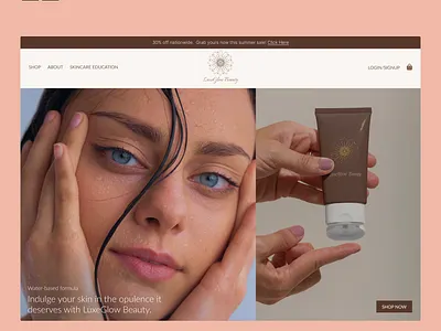 Luxe Glow Beauty beauty brand care challenge daily design figma graphic design hero product section skin skincare ui ux web design webdesigner website website design
