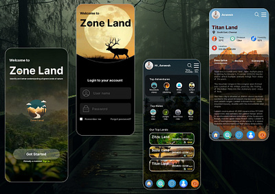 Zone Land app UI design 3d branding graphic design motion graphics ui