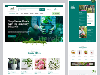 Derek Garden Centre - Visual Identity & Website branding creative digital garden ecommerce ecommerce website flower shop flowers website gardening services gardening website graphic design landing page online shop plants website product design typography ui design uiux uiux design ux design web design