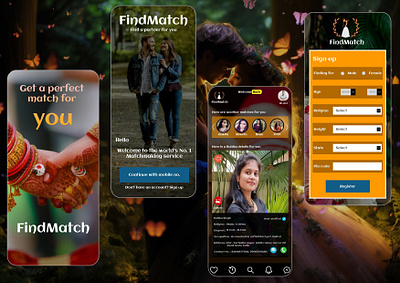 Findmatch app UI design 3d animation branding graphic design ui