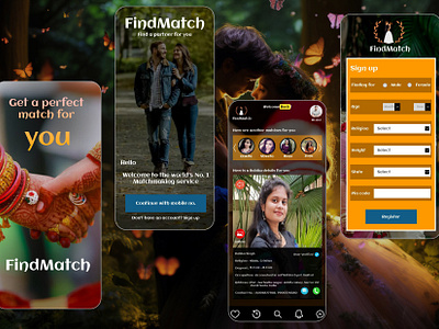 Findmatch app UI design 3d animation branding graphic design ui