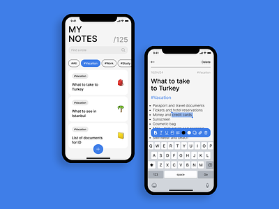 Notes App app app design design notes travel ui vacations widget