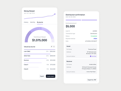 Finance & Banking Side Panels - Report & Confirmation banking chart checkout confirmation dashboard finance modal payment report saas side panel slideover startup statistics web app