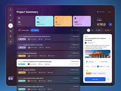 Task Management (list view) for Quickit UI Kit app builder card dark dashboard design free freebie kit quickit task template theme ticket todo udix ui ux web widget