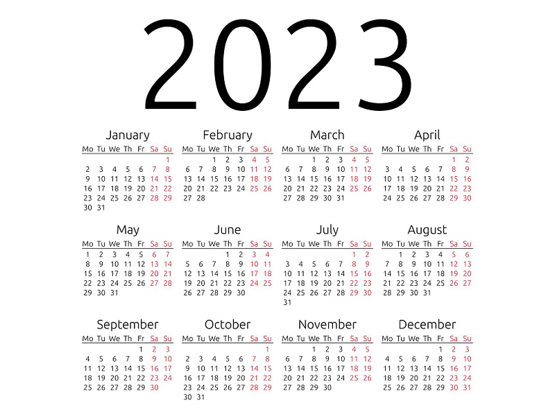 Vector calendar 2023, Monday by Dmitry Guzhanin on Dribbble