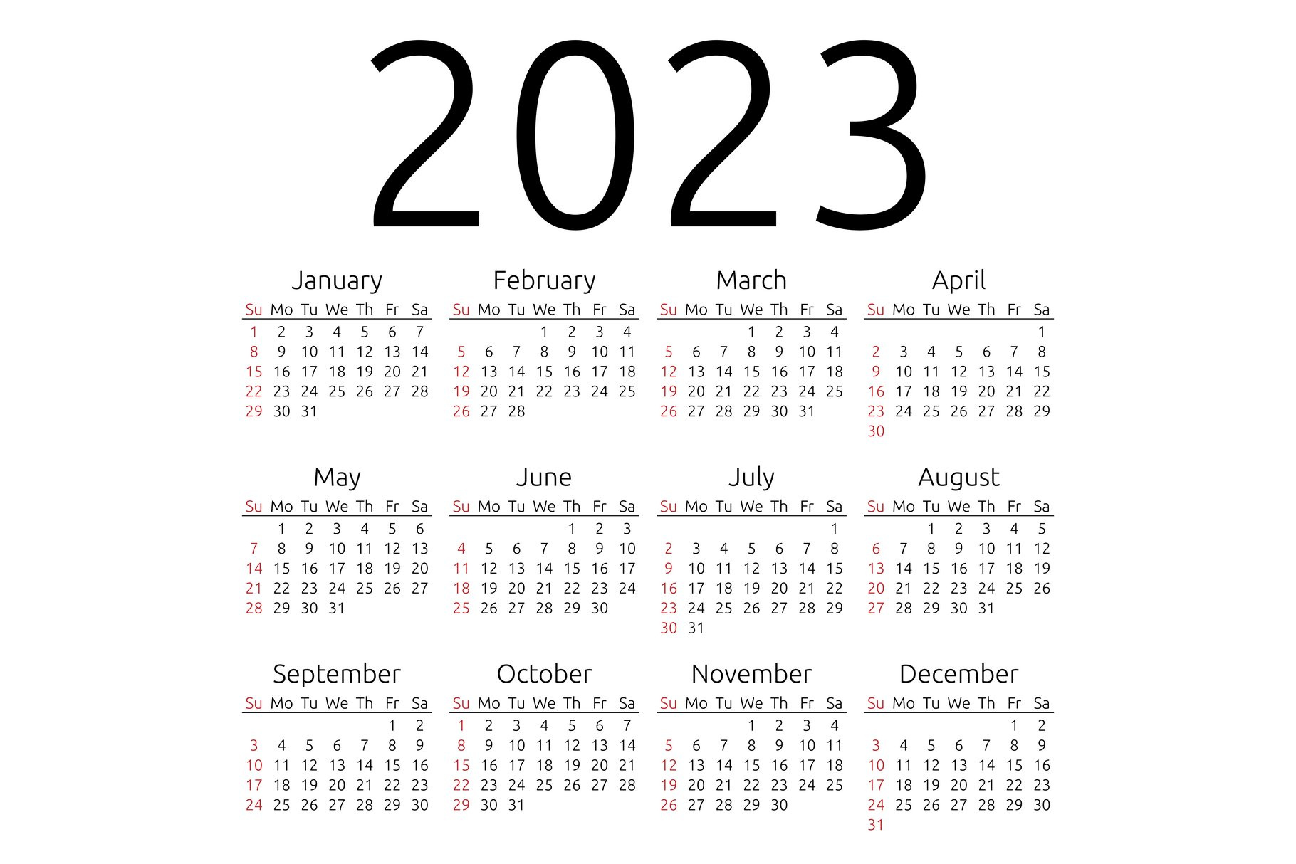 Vector Calendar 2023 Sunday By Dmitry Guzhanin On Dribbble