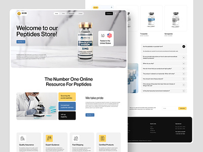 Peptides Store - Website Design clean design ecommerce health landing page medical peptide shop store vaccine web web design website