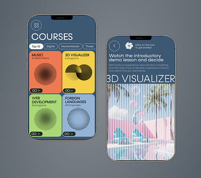 Hobby Project : E-Learning Platform appdesign brightcolors courses e learningplatform mobileapp patterns
