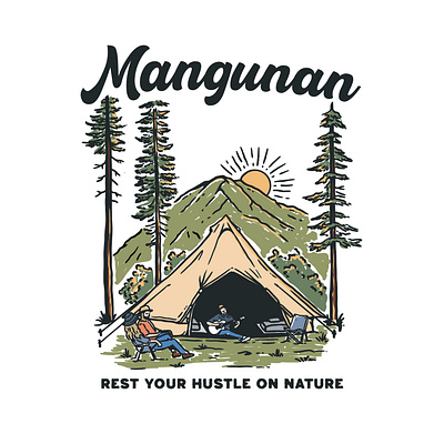 Camping T-shirt Design camping hand drawn illustration merch design minimalist nature t shirt design travel vacation vintage