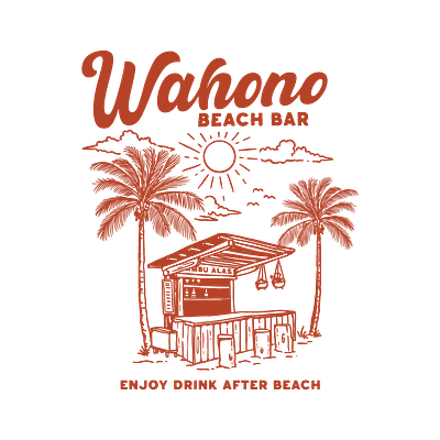 Summer Beach T-shirt design beach hand drawn illustration minimalist summer t shirt design vacation vintage