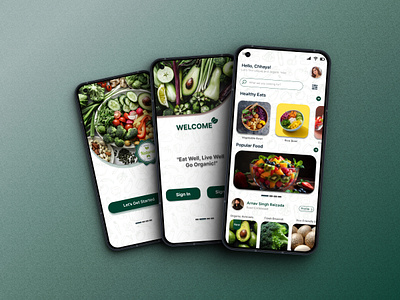 Organic Food App Ui Design appdesign design figma graphic design illustration organic typography ui uidesign uiux