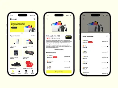 BargainBuddy - Price Comparison App app design comparison e commerce home ios iphone mobile app price product detail ui ux