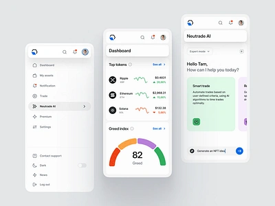 Neutrade AI UI Kit – Mobile ai crypto dashboard figma free free download ui design ui kit