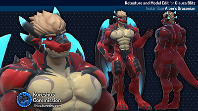 Glauca Blitz' Furry Avatar Retexture and Model Edit 3d alber albers draconian anthro anthropomorphic draconian dragon furry muscle muscular vrchat