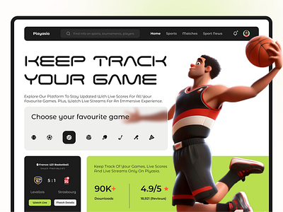 Hero header for sport news website gaming website header design hero header landing page modern hero header modern landing page sport news ui sport website webdesign website design webui