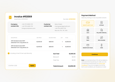 Invoice Layout Design | Invoice Creating Process app billing billing design business invoice concept corporate dailyui design fintech inspiration invoice invoice flow invoice layout invoice management invoice process design invoice workflow payment process payment system ui yellow