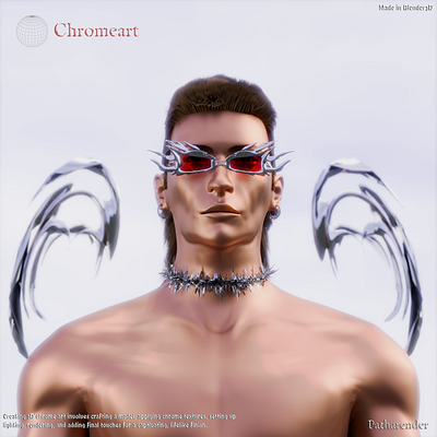 Chromeart 3d blender3d chrome chromeart design design art graphic design illustration