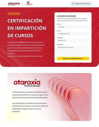 Landing Page - ATARAXIA landing page ui ux web design
