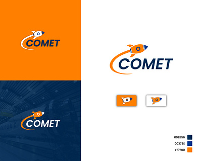Rocketship Logo - COMET #dailylogochallenge #day1 comet cometlogo dailylogochallenge day1 design graphicdesign illustrator logo logodesign rocketlogo spacelogo