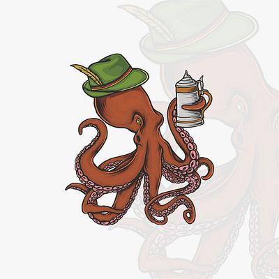 Hat Octopus branding design digital illustration drawing graphic design illustration logo logo hand drawing logo illustration logo vintage octopus squid vector