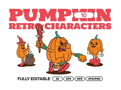 Pumpkin Halloween brand brand identity branding character classic design graphic design halloween illustration logo mascot pumpkin retro vector vintage