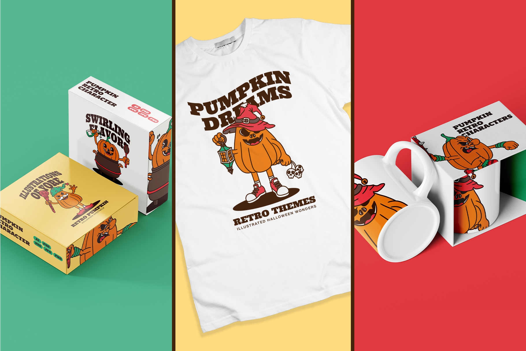 Example of 10 Retro Cartoon Illustrations Bundling