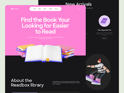 Readbox website. 3d animation book reading website branding graphic design landing page logo motion graphics reading web site ui ui design uiux user interface design web app website