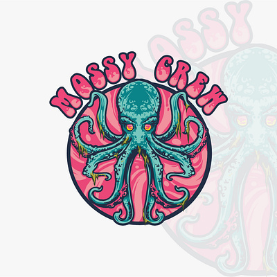 Mossy Crew branding design digital illustration drawing graphic design illustration logo logo hand drawing logo illustration logo vintage octopus squid vector vintage
