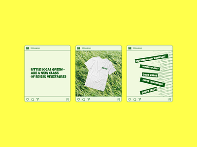 Instagram Posts for "Little Local Green" brand branding design graphic design green identity illustration instagram localfood logo microgreen shop smm store template tshirts vegan