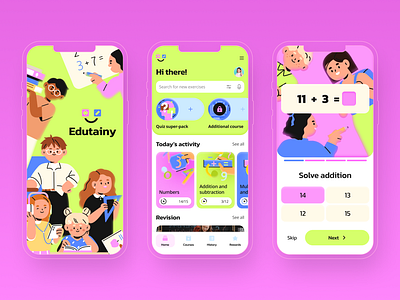 Match app for kids concept. Edutainy app concept design illustration kid math ui ux vector