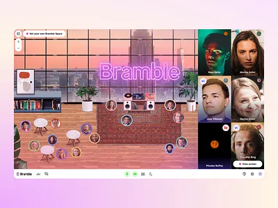 Bramble - Virtual Social Gatherings Platform app audio call conference design events gathering gatherings interaction loom meeting meetings online platform spatial ui ux video virtual zoom