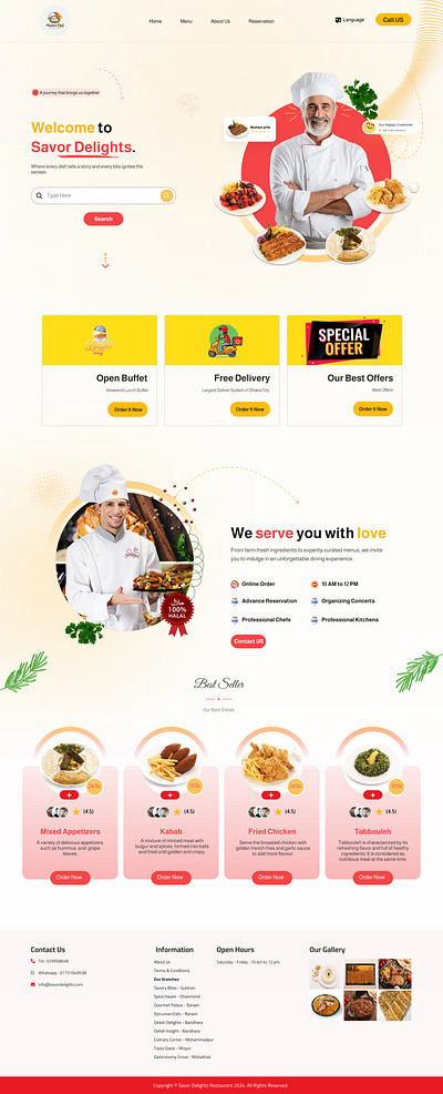 Savor Delights : Restaurant Wesite branding culinaryartistry digitalinnovation foodieheaven gourmetcuisine restaurantwebsite savordelights ui webdesign