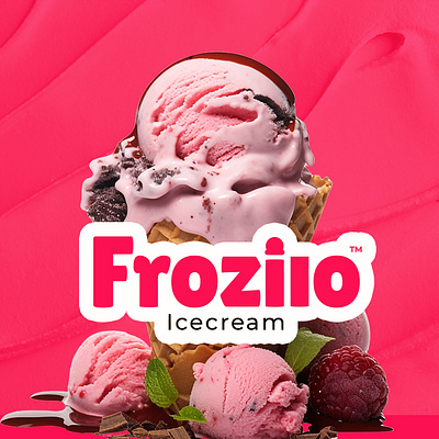 Frozilo Icecream Logo branding color design icecream logo design pink typography