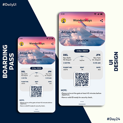 Boarding Pass UI Design app boarding pass design graphic design photoshop ui webdesign