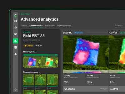 Agriculture software for smart farm concept agriculture analytics concept crops dashboard design display elements field interface managment mapping report smart data tab ui ux