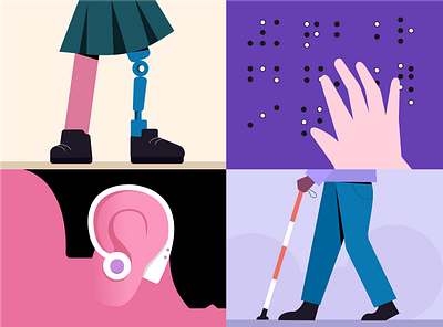 Making the workspace Disability-Friendly blind blog disability editorial finance hearing illustration phonepe prostheses vector
