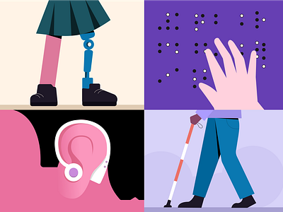 Making the workspace Disability-Friendly blind blog disability editorial finance hearing illustration phonepe prostheses vector