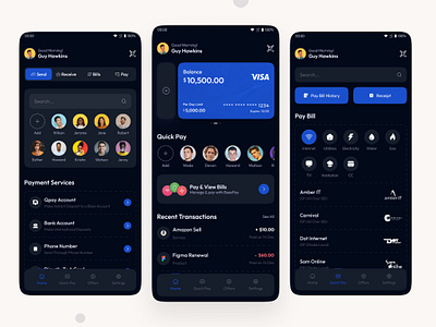 Qpay-Digital Wallet App app appdesign banking budgetapp digital bank digital wallet finance fintech minimal online bank send money transaction ui ux wallet app