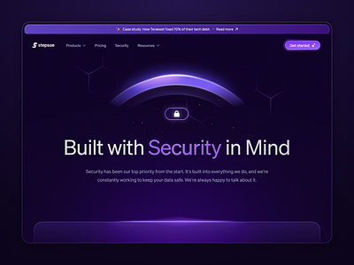 Landing Page for Stepsize - AI Project Reporting ai glow gradient illustration landing page linear redesign saas security startup web app web design website