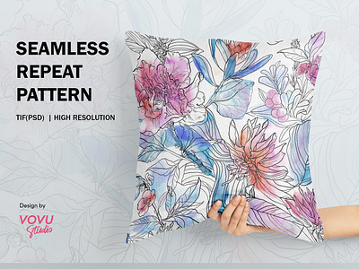 Pattern Design: Watercolor FLorals design art digital art digital print fashion print floral illustration graphic design illustration motif all over repeat pattern design seamless pattern design watercolor drawing