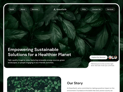 GreenEarth Website Design cleanenergy climateaction conservation earthday ecofriendly greenliving renewableenergy ui uiux weblanding page webpage webtemplate