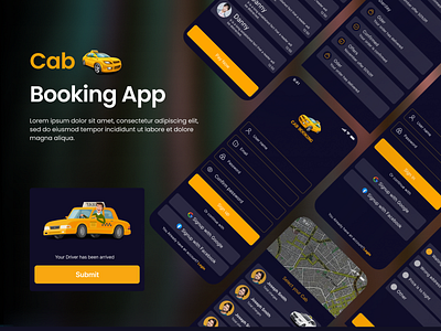 Cab Booking App 3d animation cap app case study app figma graphic design mobile app product design redesign ui uiux user experience user interface ux design web app