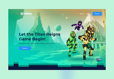 Titan Reigns Game Landing Page animation game design landing page motion graphics ui ui design