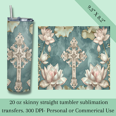 Sacred Serenity Tumbler Wrap2 clip art collage art cross design graphic design heat transfer illustration religious sublimation tumbler wrap