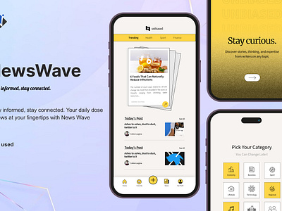 NewsWave designed by Nevina Infotech animation app development branding new app news application news content newswave trending stories user friendly interface