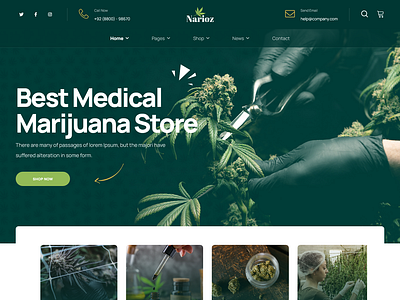 Narioz - Joomla 5 Cannabis & Marijuana Template cannabis design envato envatomarket joomla joomla5 joomlatemplate marijuna medical medicine recreational medicine themeforest vaporizer