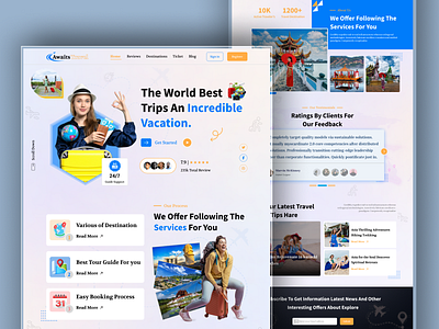 Awaits Travel Agency Website Design ✈️ home page hotel booking landing page mockup tour website design tourism tourist website design tours travel travel agency travel agent travel agent website design travel guide travel website design travelers trip planner web design website