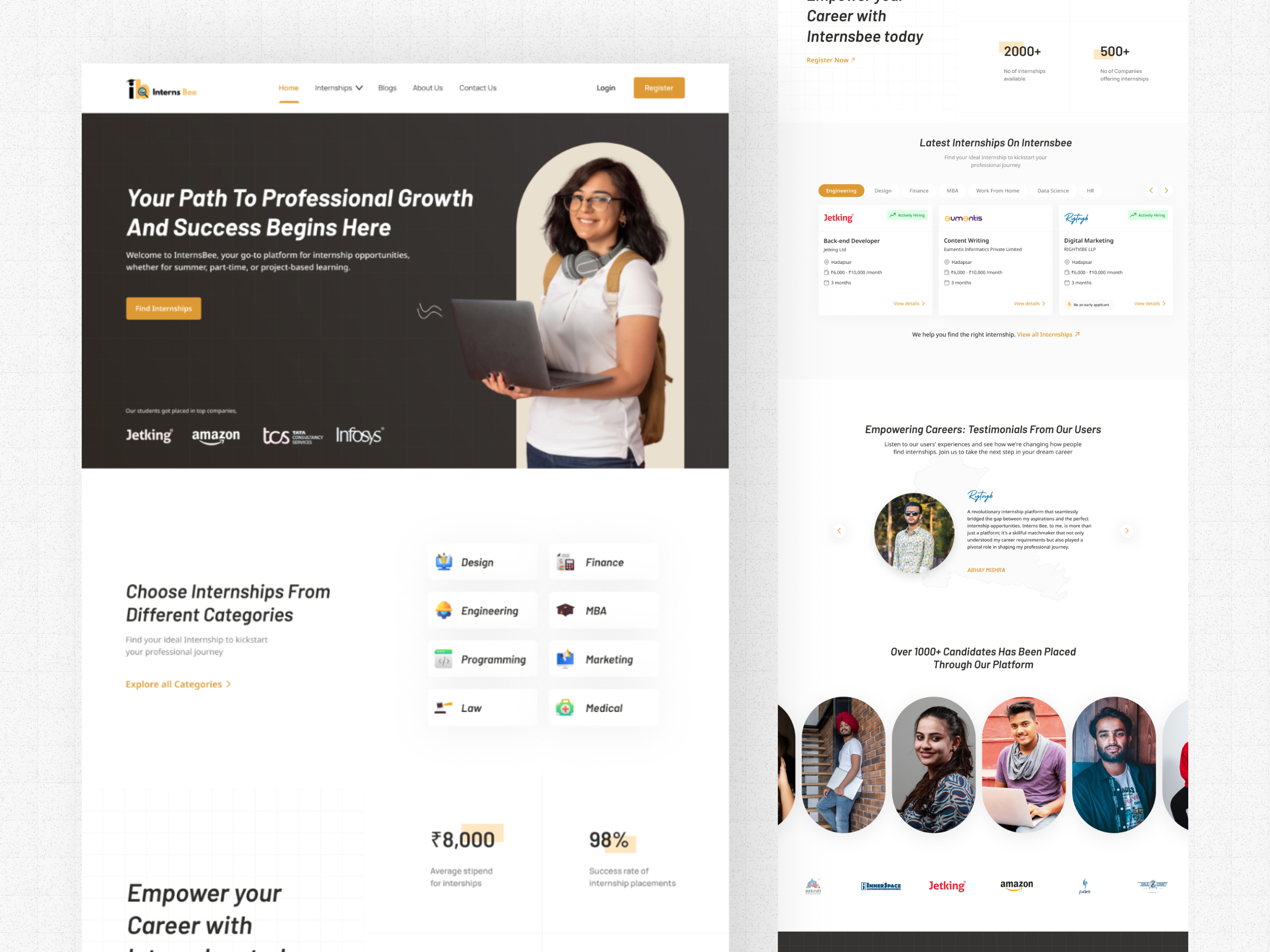 Internship Finding Website careers figma internship jobboard ui uidesign userexperience userinterface ux webdesign