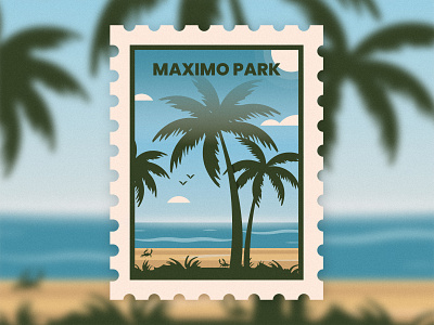 Maximo Park beach earth day florida geometric illustration maximo park nature palm tree park postage retro st pete stamp tampa tampa bay travel travel poster vintage wild life