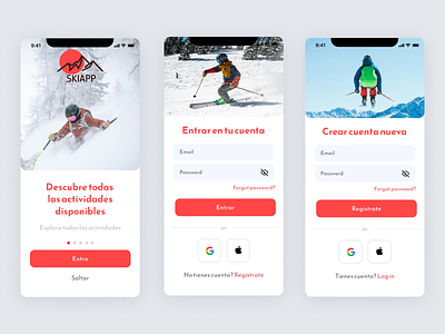 Ski App Sign up and Log in app branding design graphic design illustration logo typography ui ux